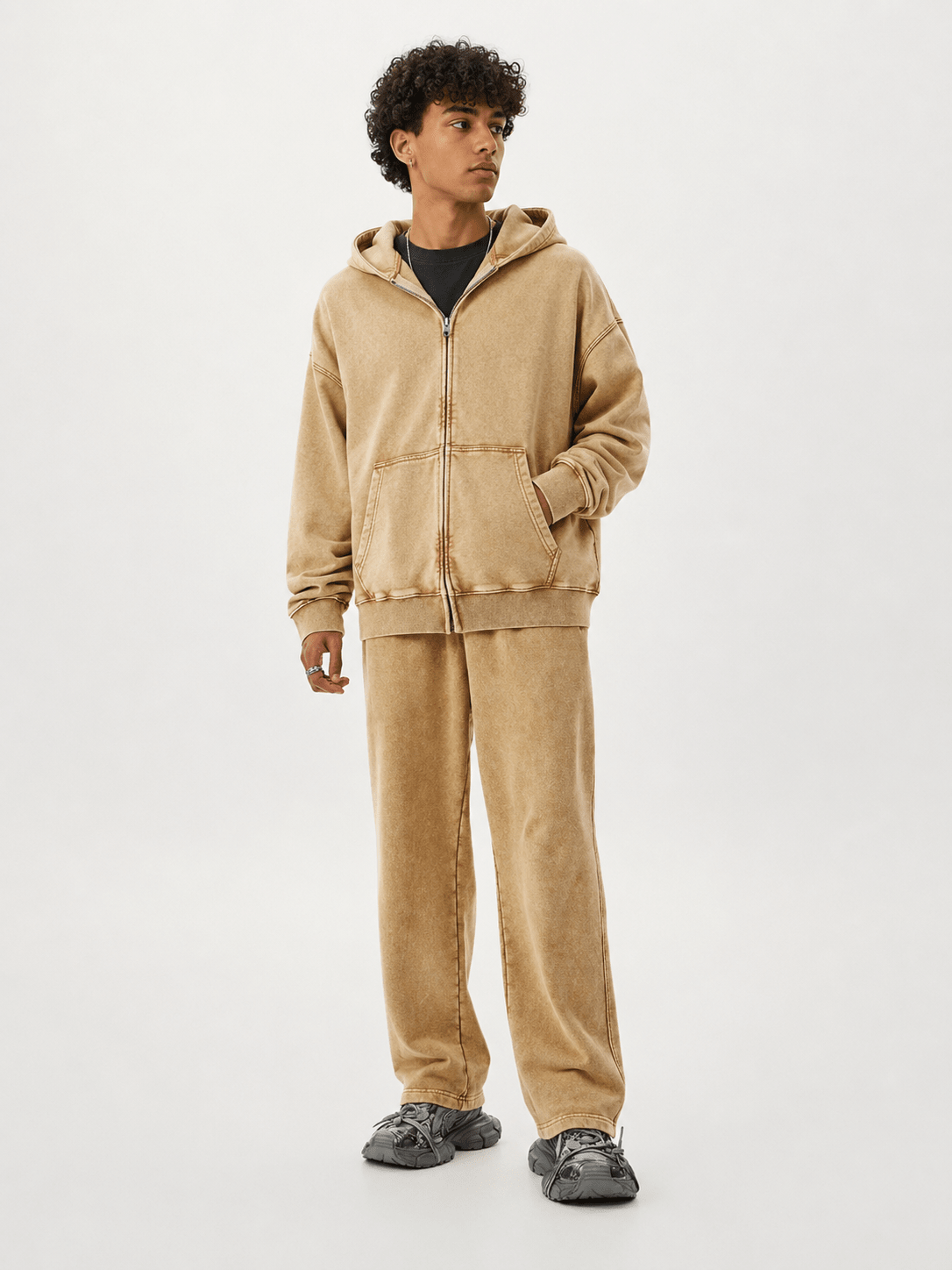 Men’s Washed Relaxed Fit Sweatpants | CozyFits in Black