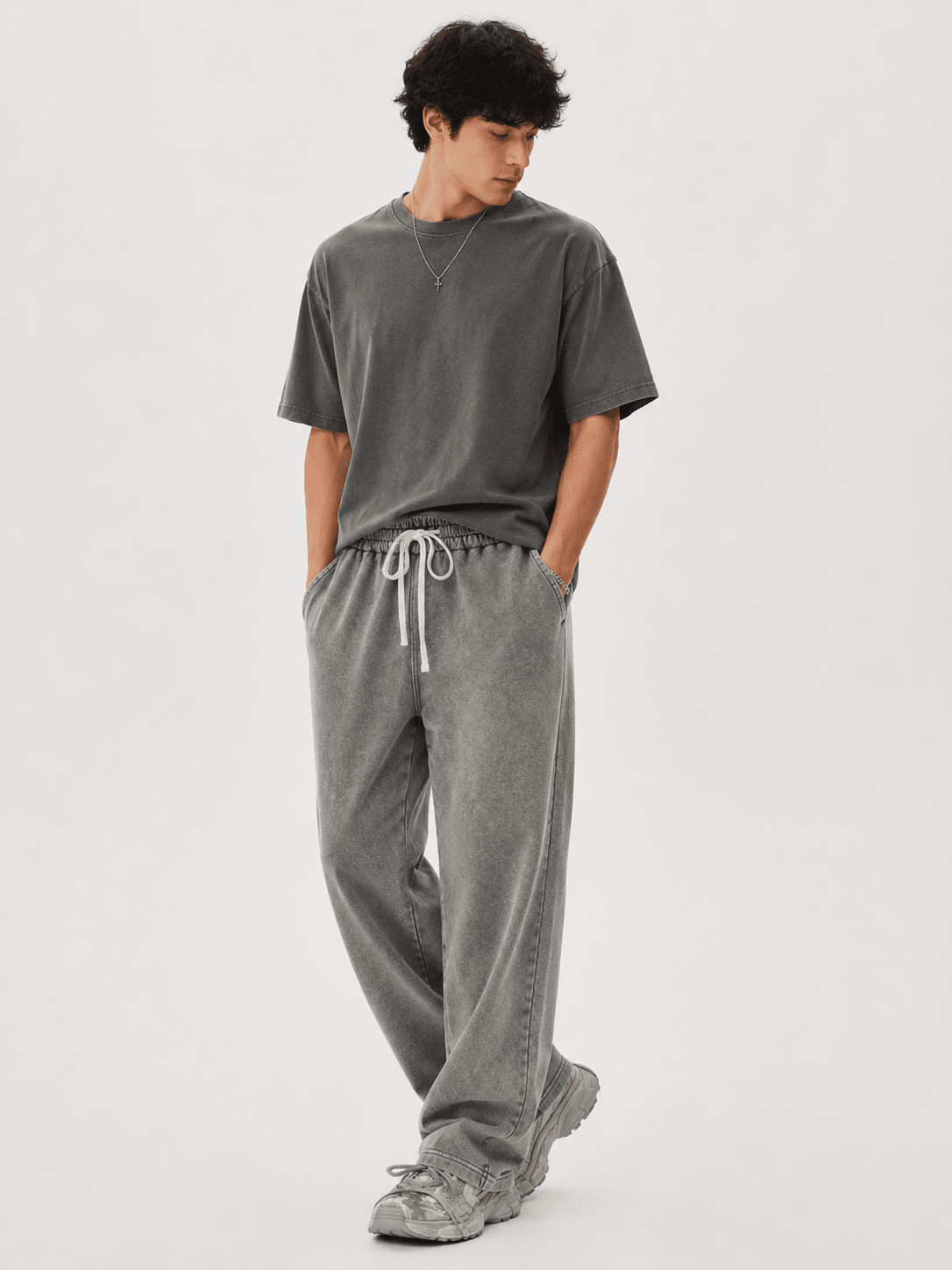 Men’s Washed Relaxed Fit Sweatpants | CozyFits in Dark Purple