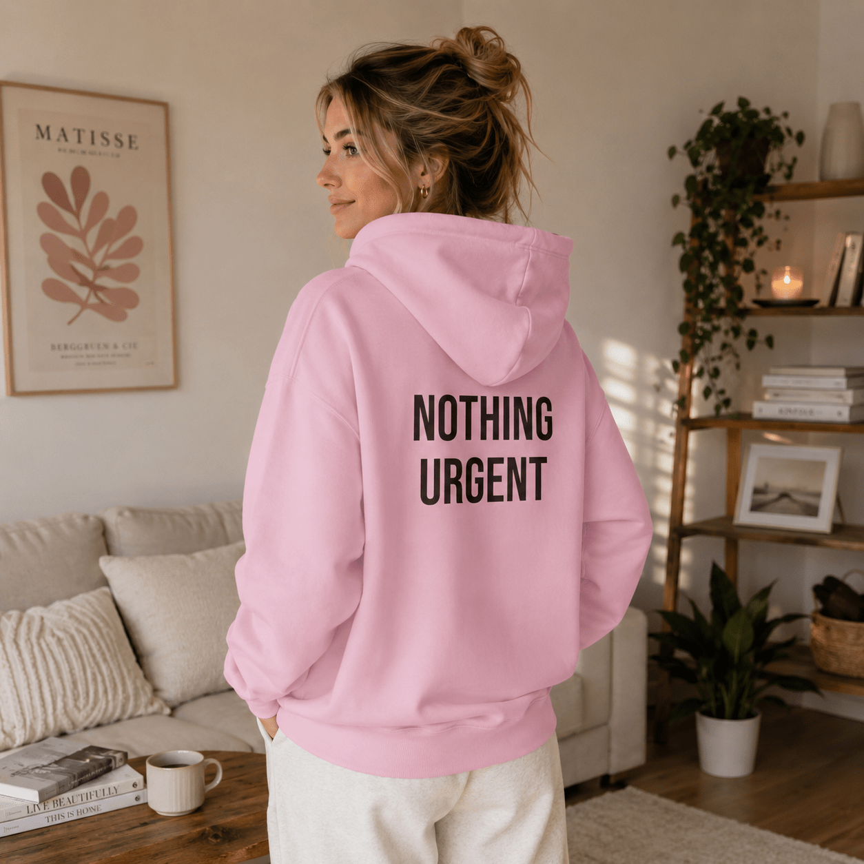 Nothing Urgent Hoodie | Minimalist Graphic Sweatshirt | Aesthetic Cozy Hoodie for Women & Men in S