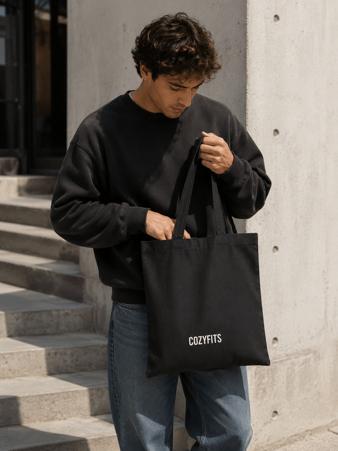 Nothing Urgent Tote Bag | Aesthetic Black Canvas Tote | Minimalist Graphic Bag for Women & Men in Black