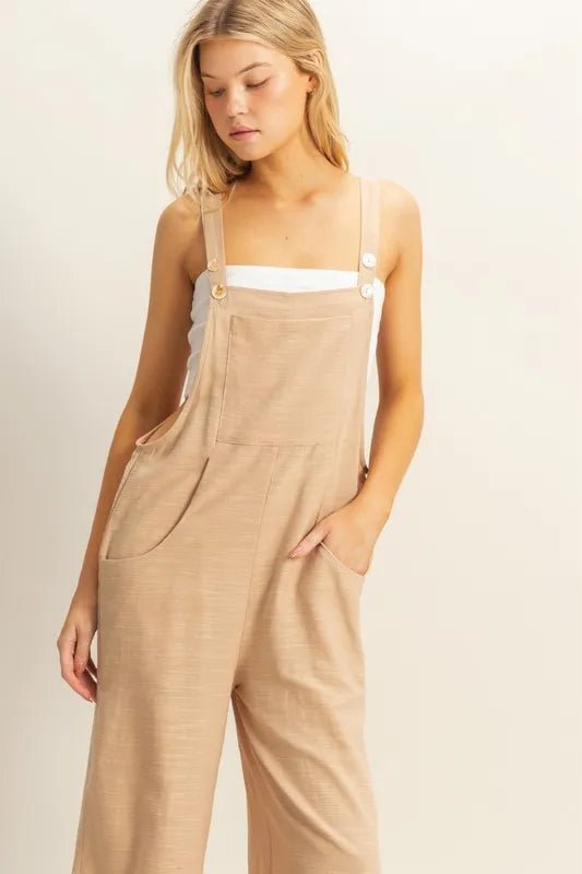 Oversized Wide Leg Lounge Jumpsuit in TAUPE