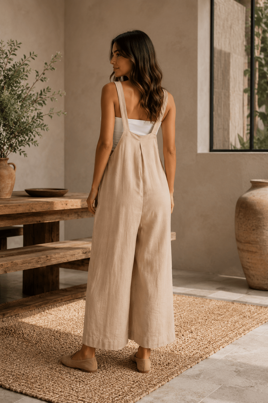 Oversized Wide Leg Lounge Jumpsuit in TAUPE