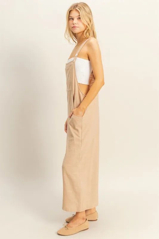 Oversized Wide Leg Lounge Jumpsuit in TAUPE
