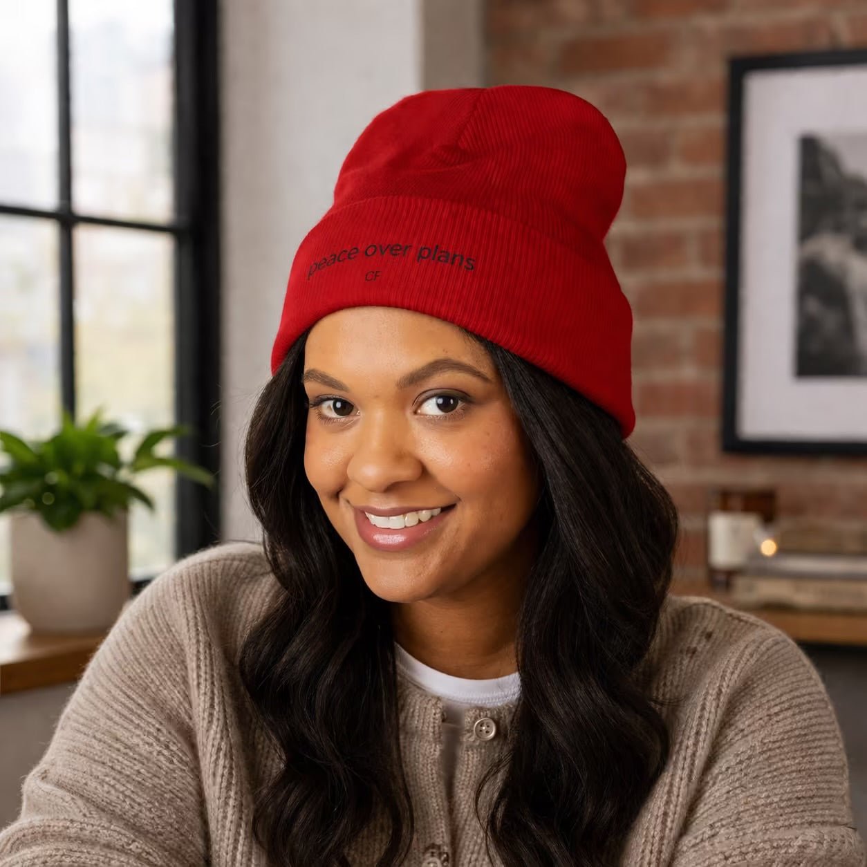 Peace Over Plans Beanie – Minimal Cuffed Hat in One size