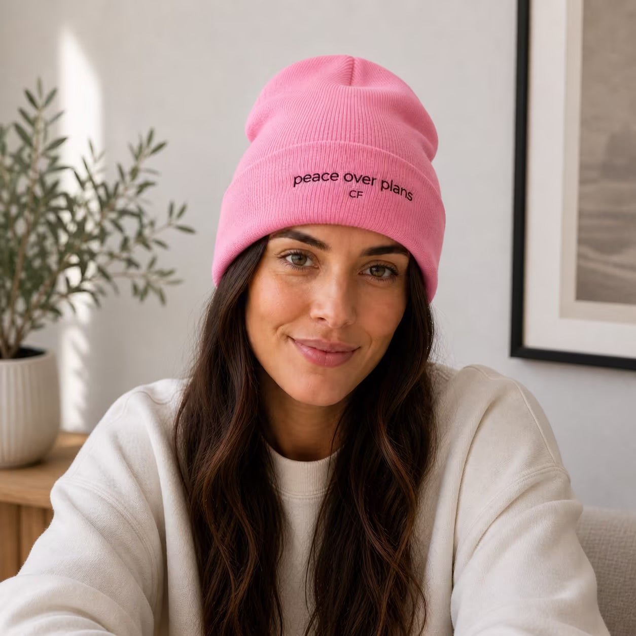 Peace Over Plans Beanie – Minimal Cuffed Hat in One size