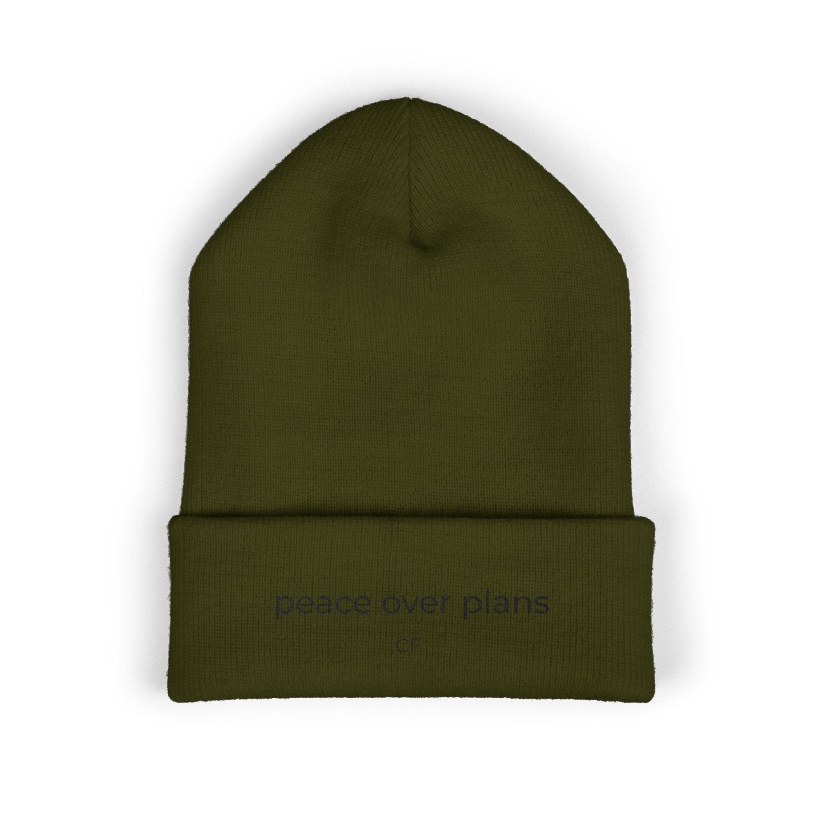 Peace Over Plans Beanie – Minimal Cuffed Hat in One size