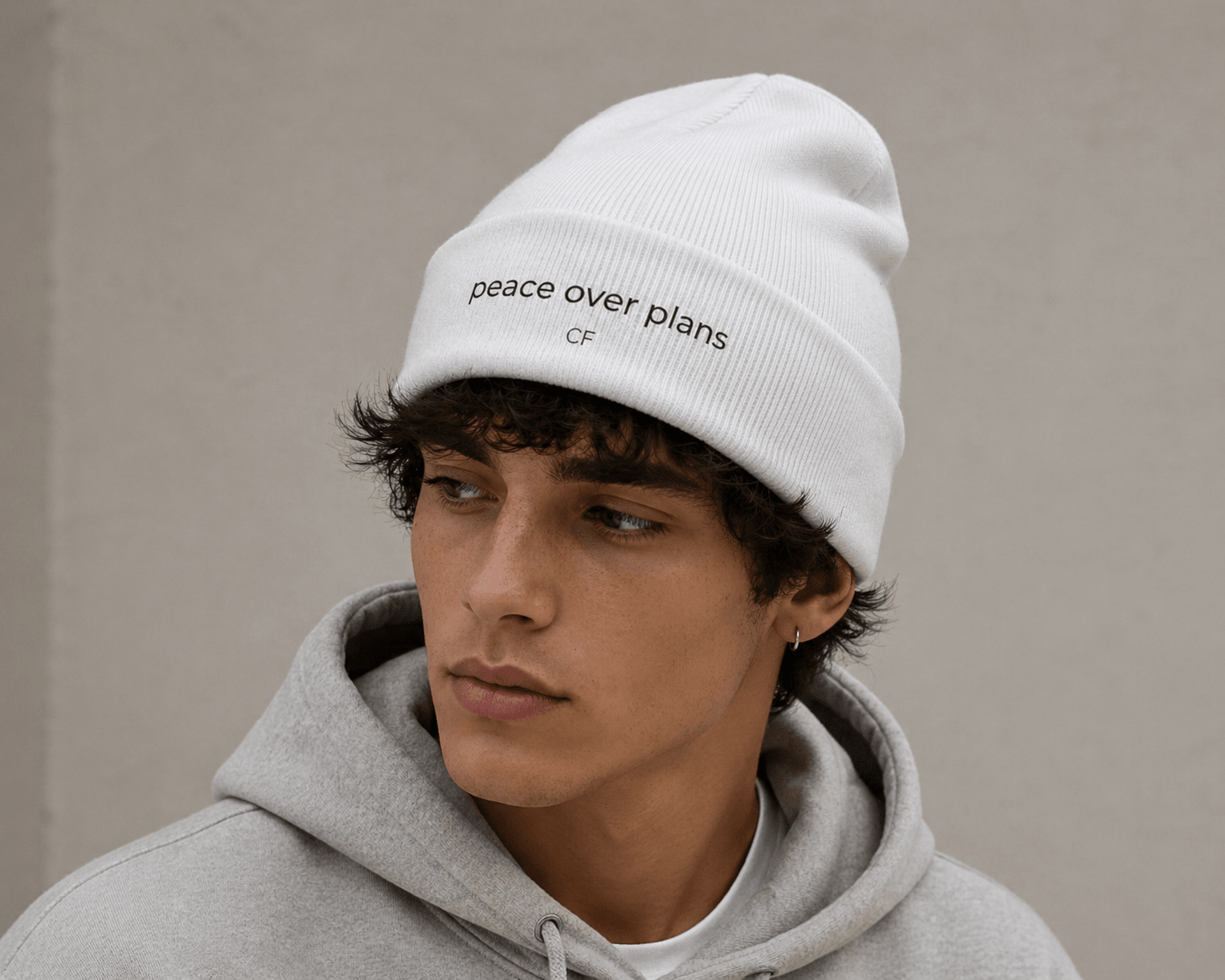 Peace Over Plans Beanie – Minimal Cuffed Hat in One size