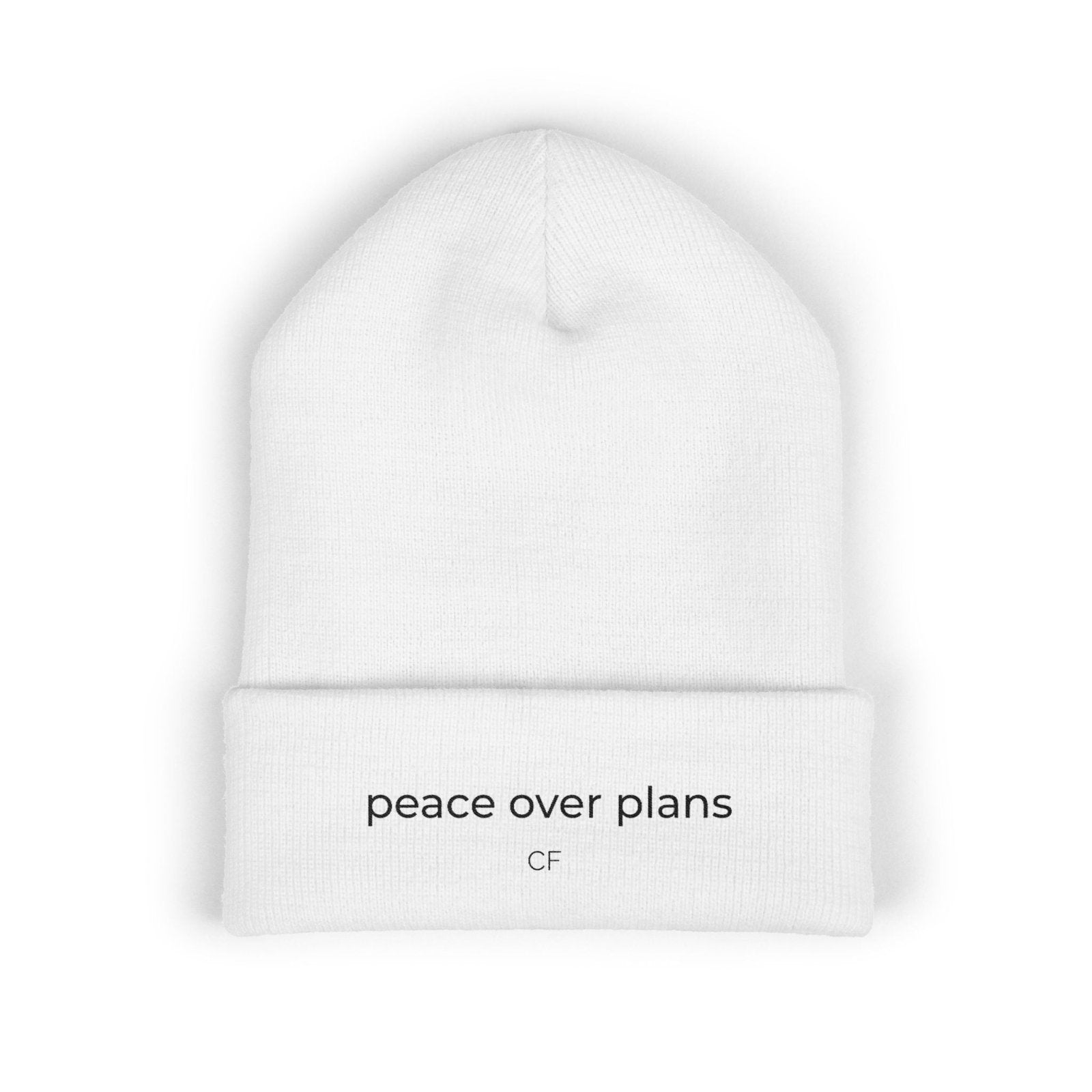 Peace Over Plans Beanie – Minimal Cuffed Hat in One size