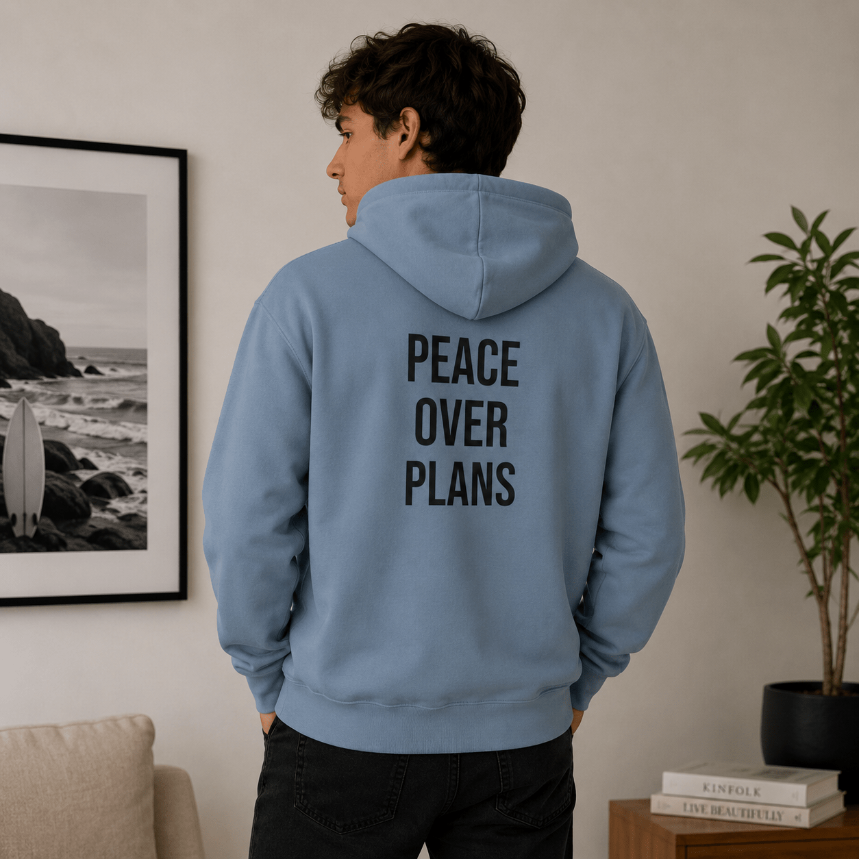 Peace Over Plans Hoodie | Minimalist Graphic Sweatshirt | Aesthetic Cozy Hoodie for Women & Men in S