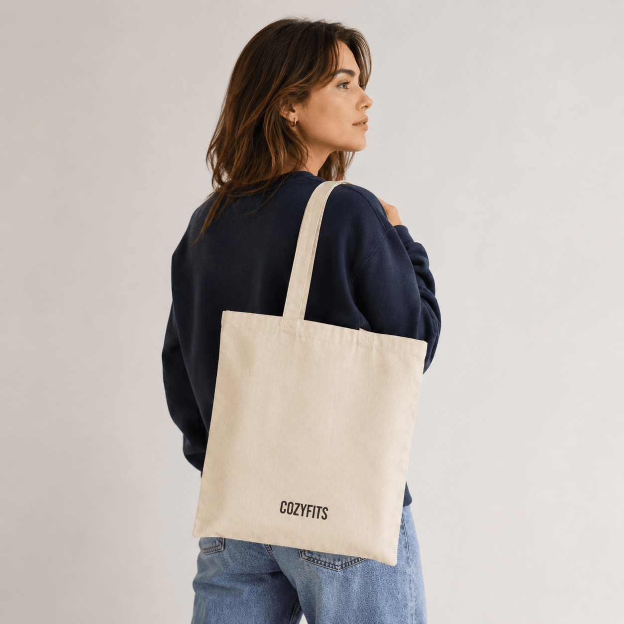 Peace Over Plans Tote Bag | Aesthetic Natural Canvas Tote | Minimalist Graphic Bag for Women in Natural