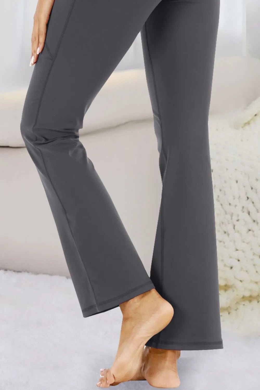 Pocketed High Waist Pants | CozyFits in Dark Gray