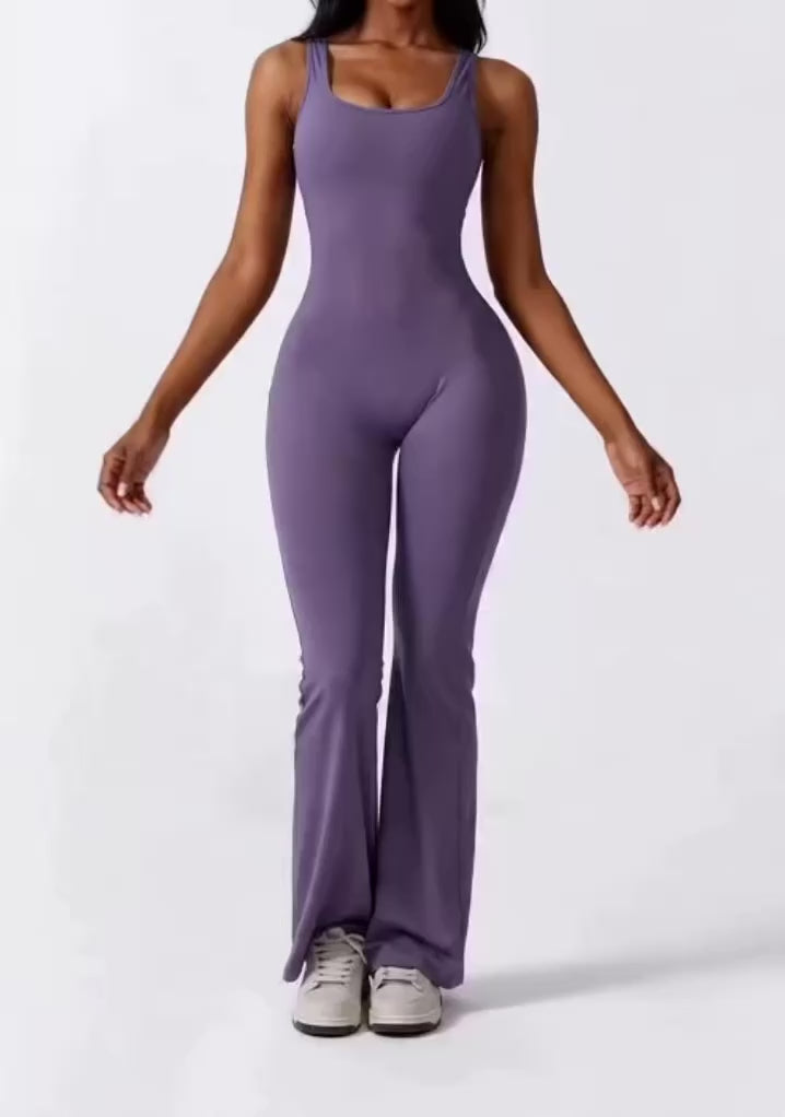 Sculpting black one piece jumpsuit comfortable fit gym and casual wear