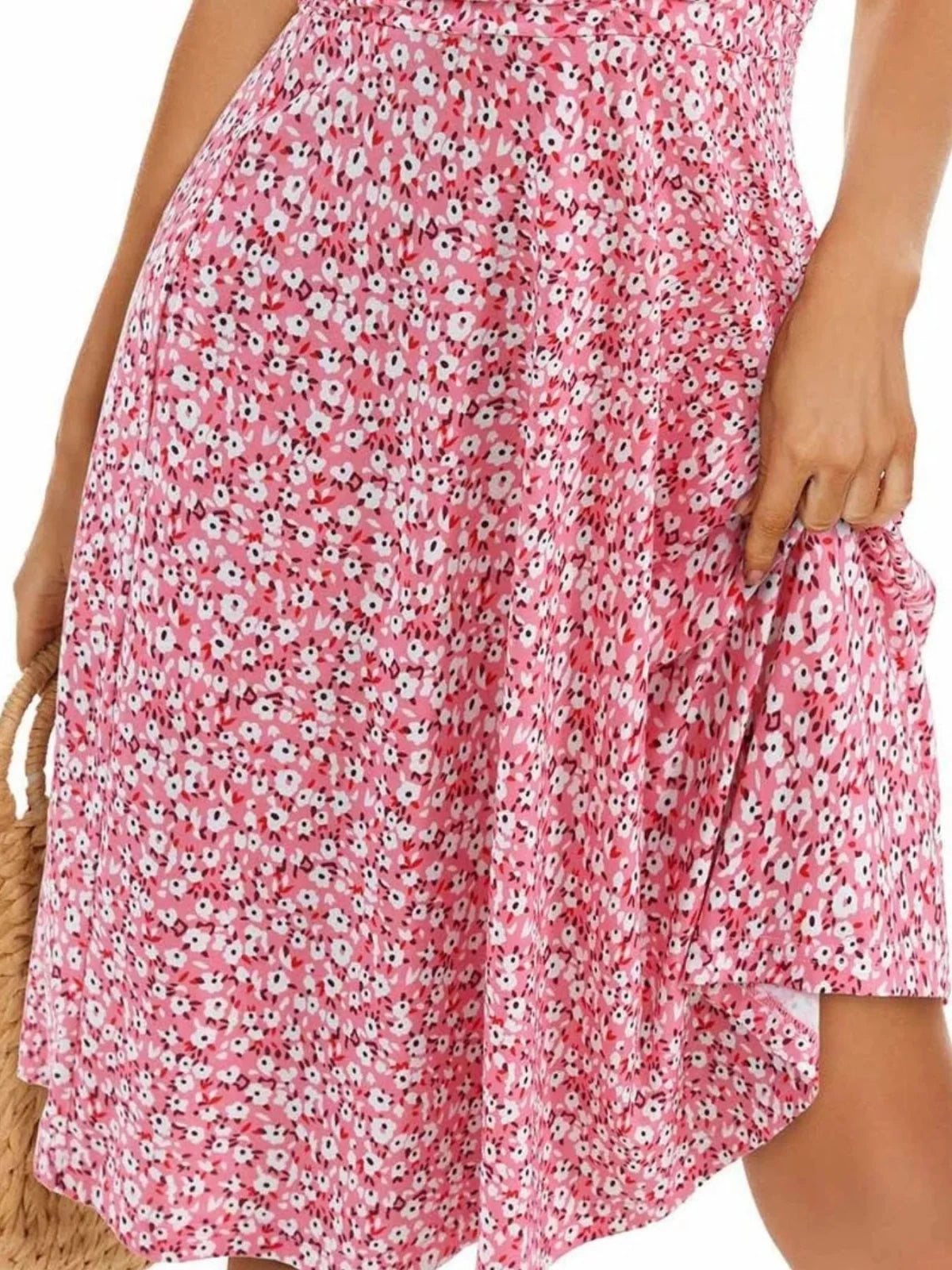 Printed Halter Neck Dress | Floral Summer Mini Dress in Pink