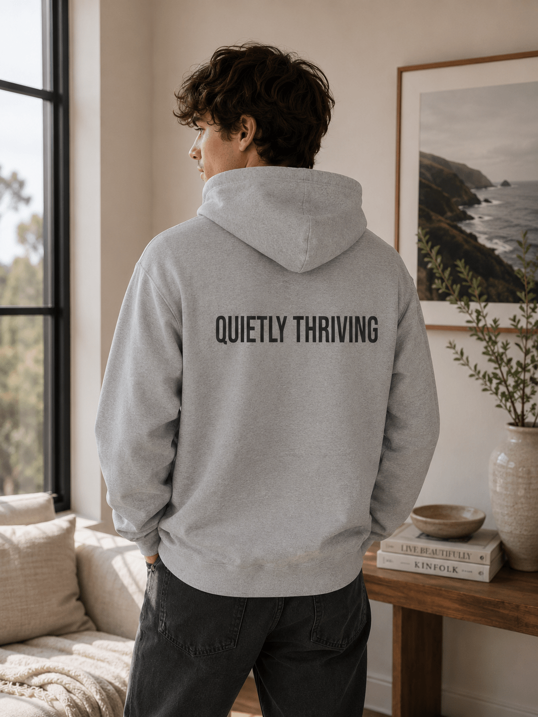 Quietly Thriving Hoodie – Minimal Cozy Sweatshirt in S