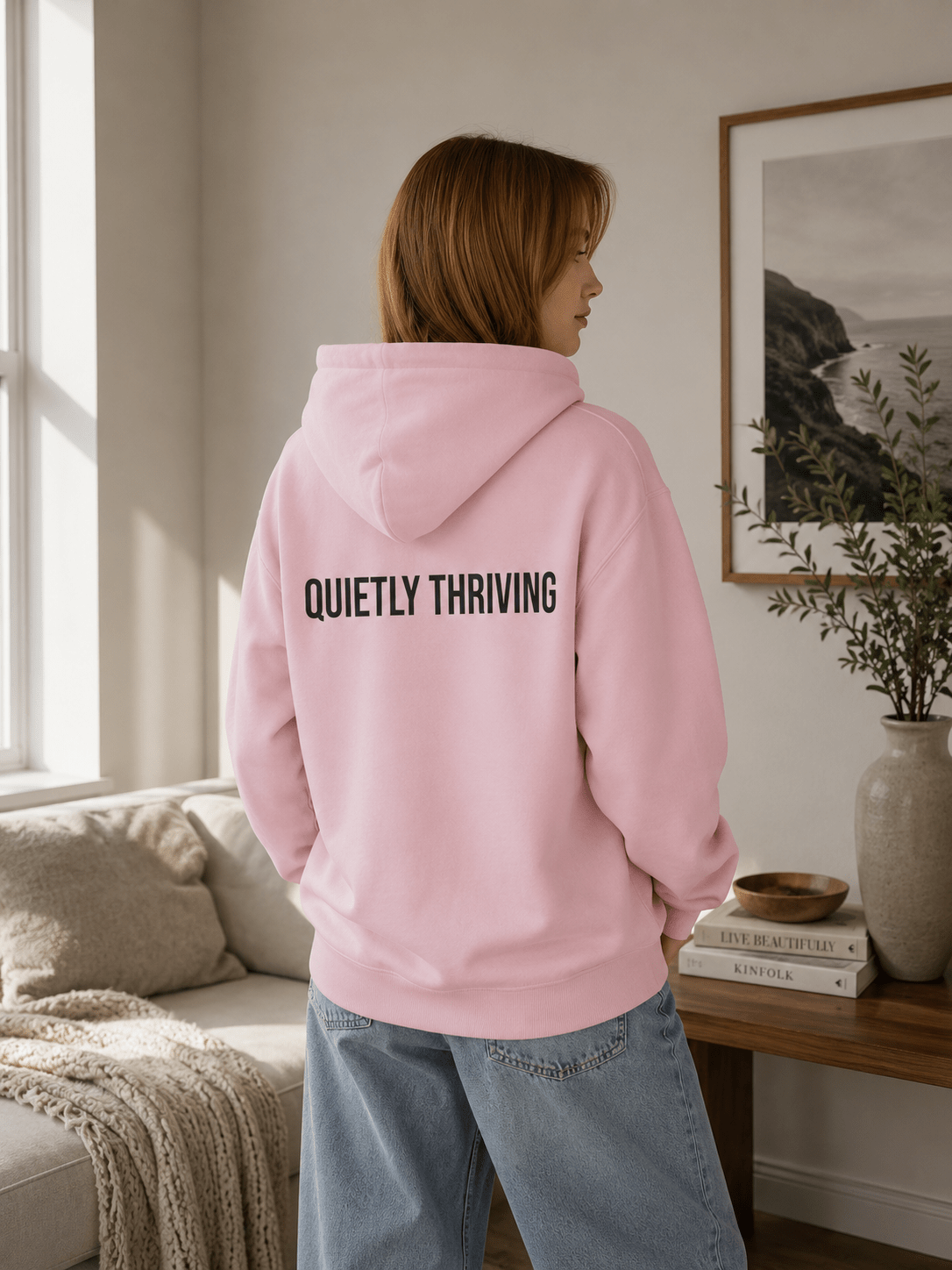 Quietly Thriving Hoodie – Minimal Cozy Sweatshirt in S