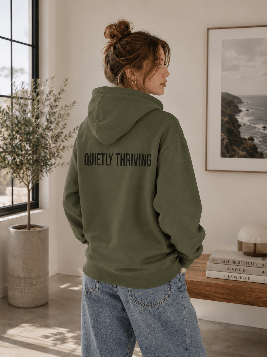 Quietly Thriving Hoodie – Minimal Cozy Sweatshirt in S