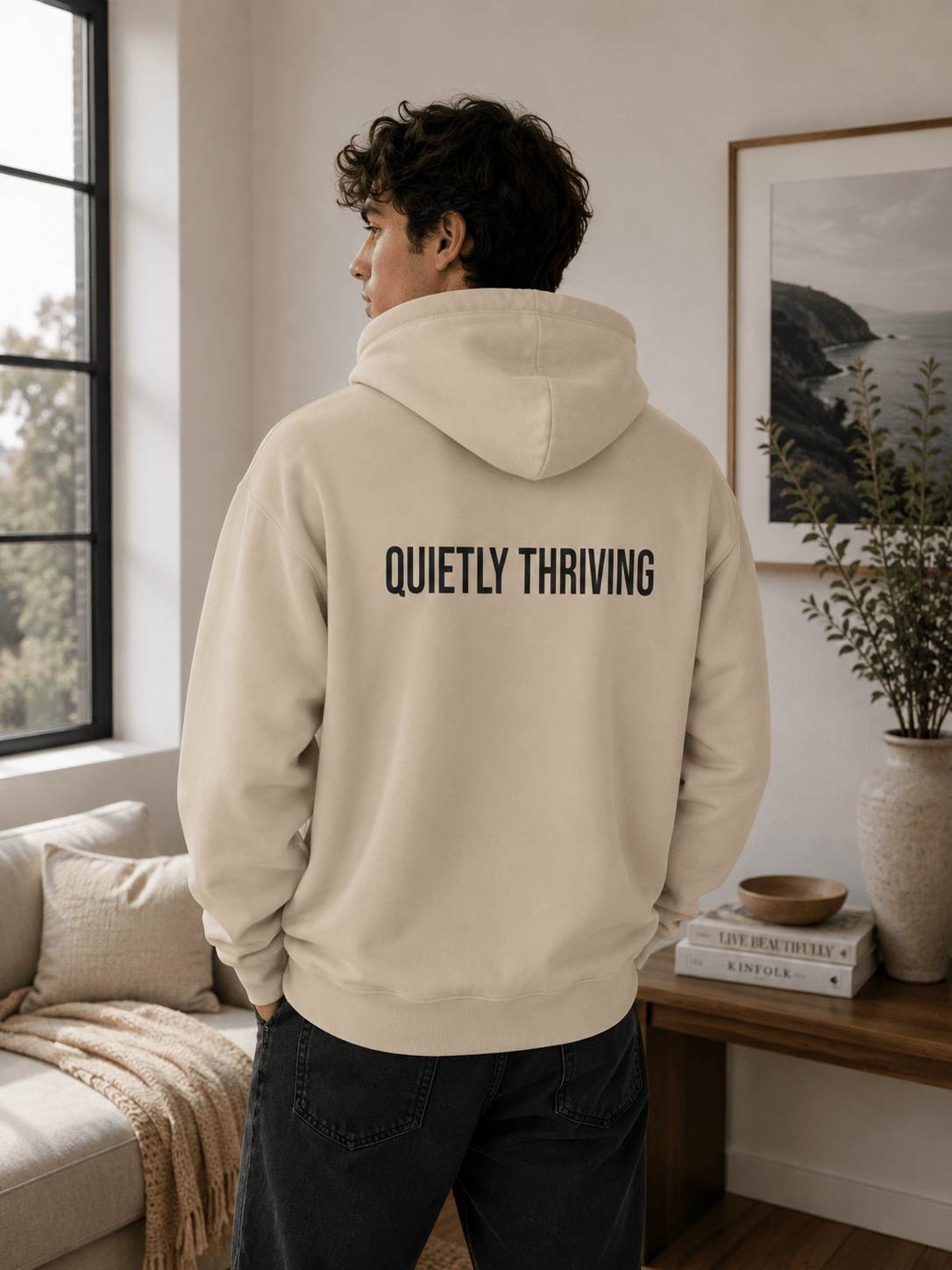 Quietly Thriving Hoodie – Minimal Cozy Sweatshirt in S