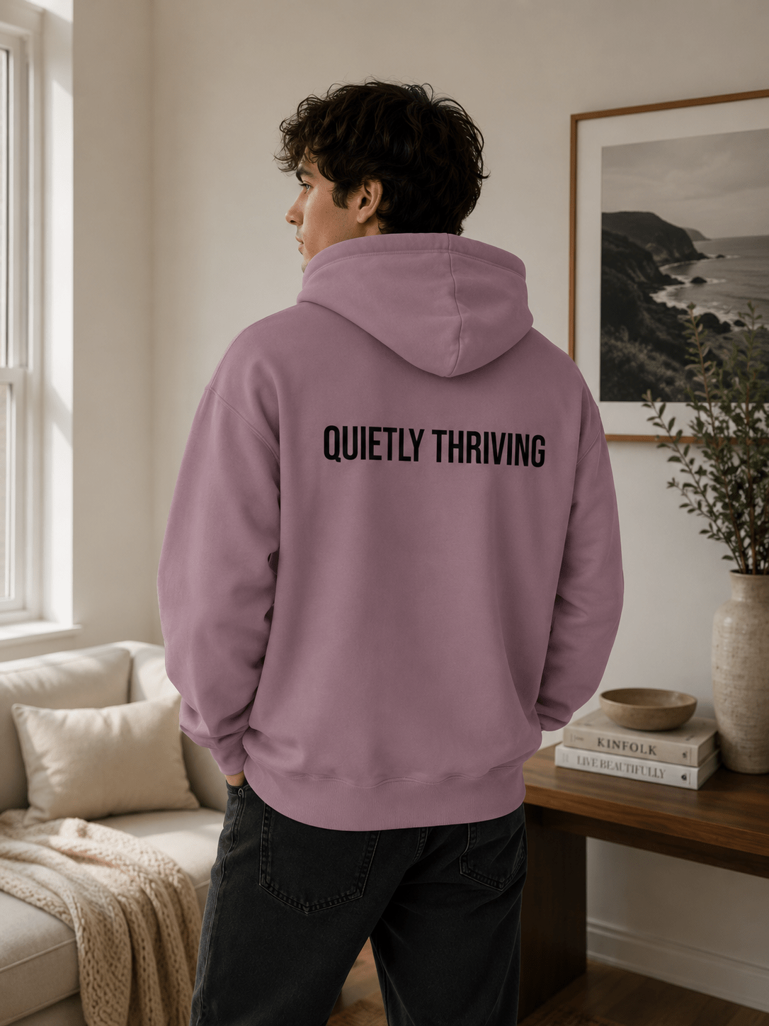 Quietly Thriving Hoodie – Minimal Cozy Sweatshirt in S