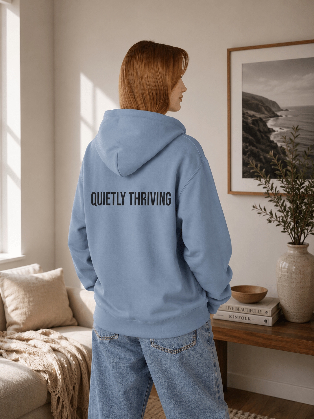 Quietly Thriving Hoodie – Minimal Cozy Sweatshirt in S