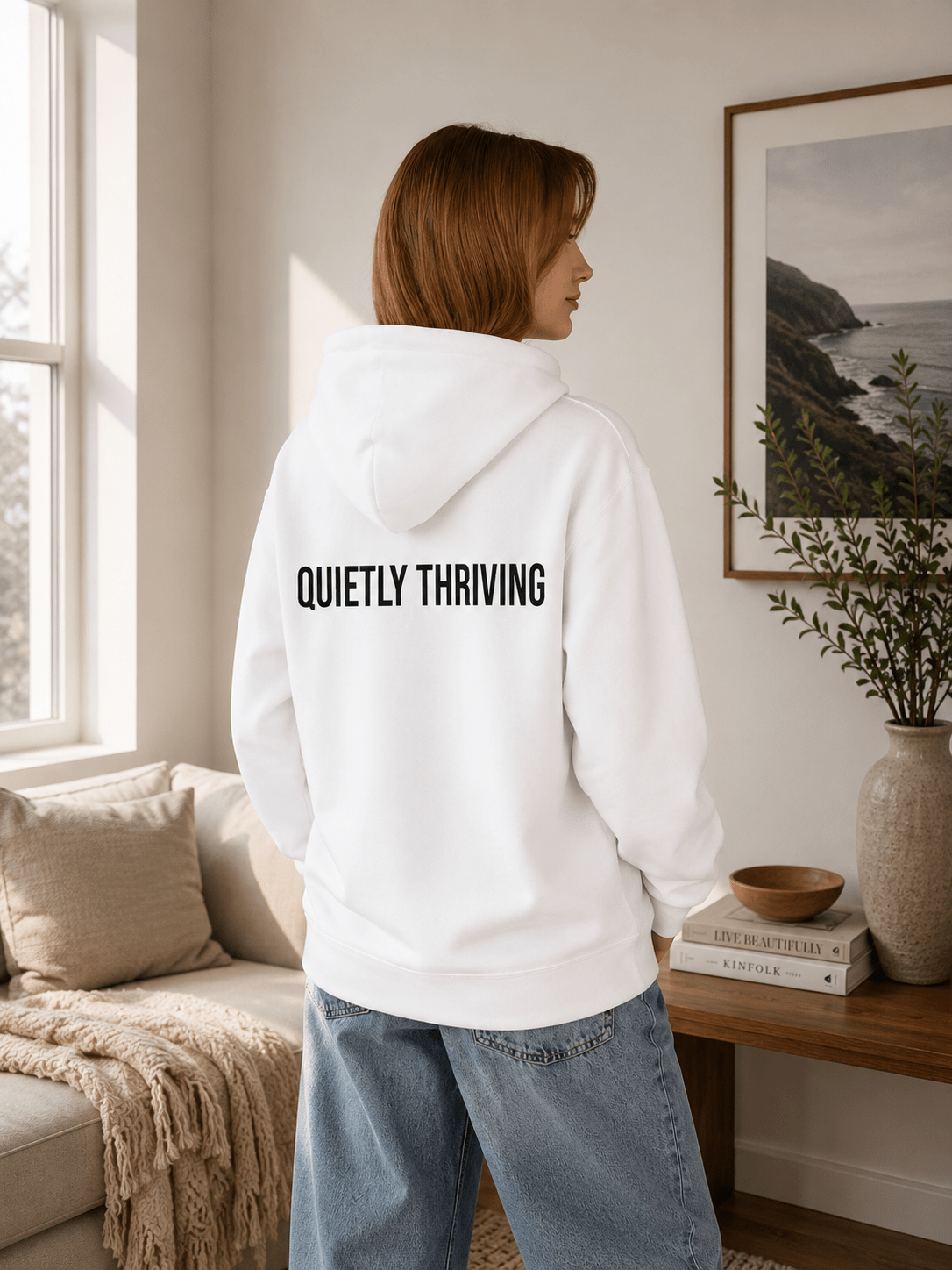 Quietly Thriving Hoodie – Minimal Cozy Sweatshirt in S