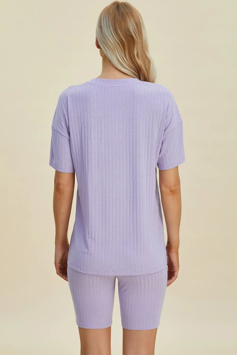 Ribbed Lounge Shorts Set in Lavender