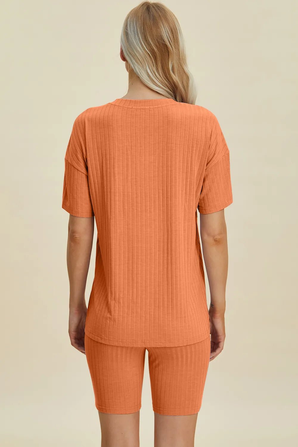Ribbed Lounge Shorts Set in Orange