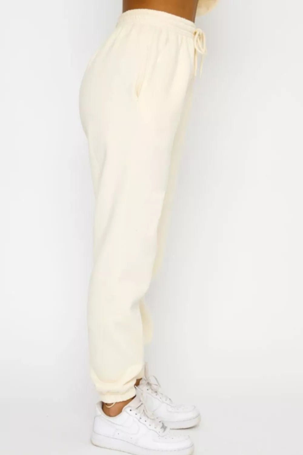 Round Neck Sweatshirt and Joggers Set in Apricot