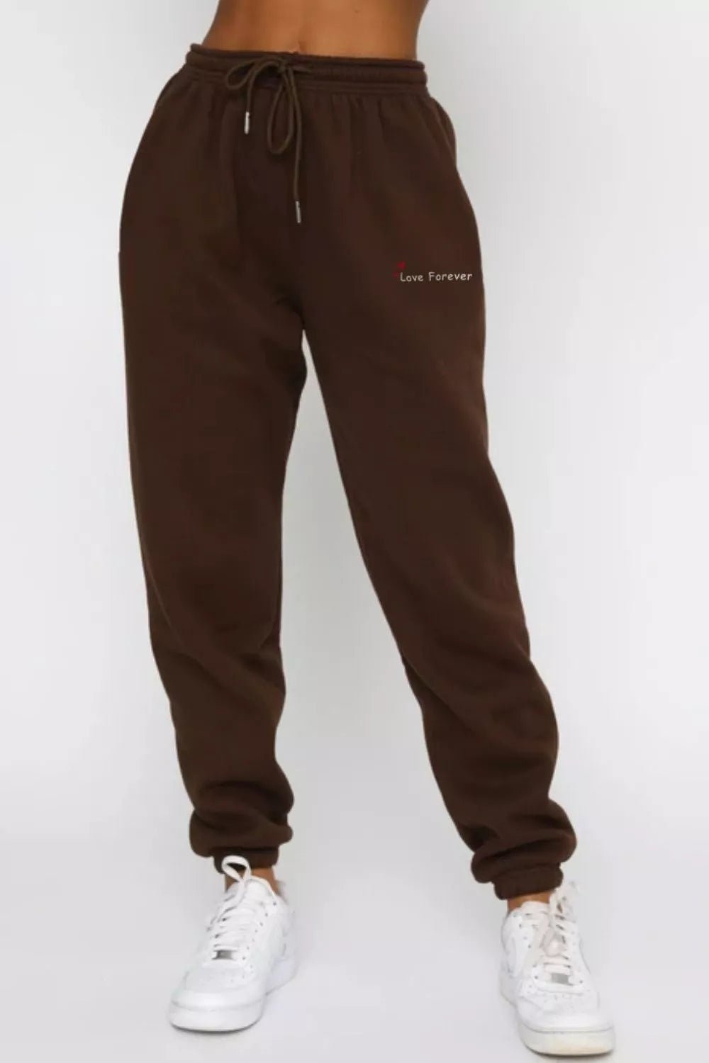 Round Neck Sweatshirt and Joggers Set in Brown