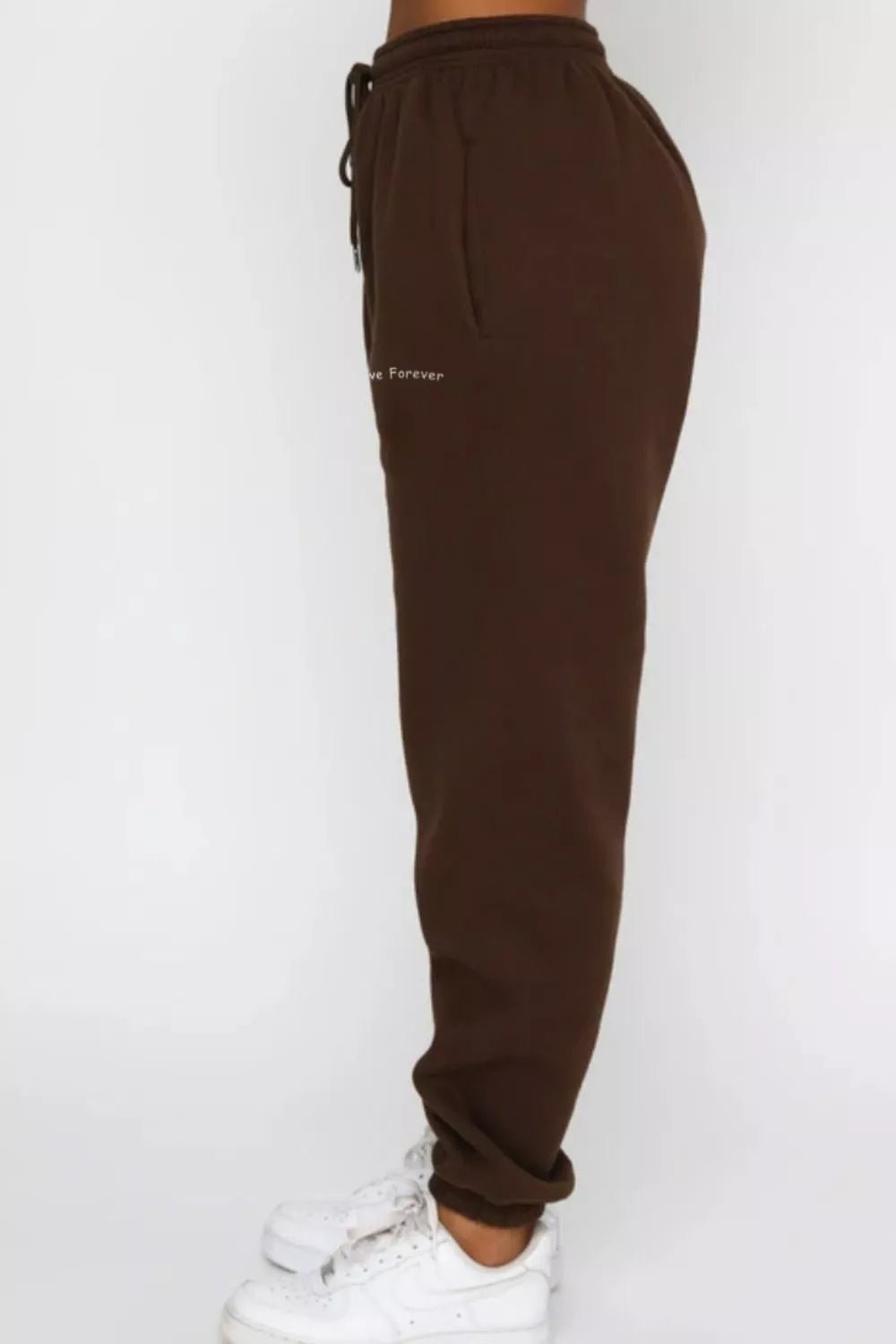 Round Neck Sweatshirt and Joggers Set in Brown