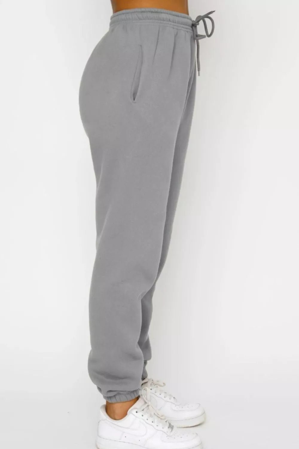 Round Neck Sweatshirt and Joggers Set in Gray