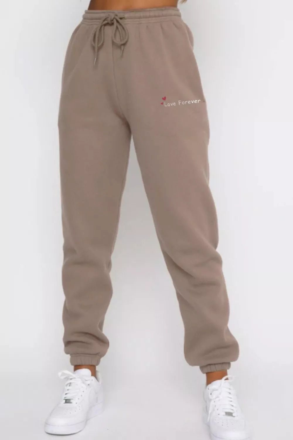 Round Neck Sweatshirt and Joggers Set in Khaki