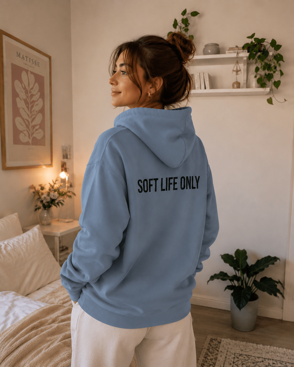 Soft Life Only Hoodie | Minimalist Graphic Sweatshirt | Aesthetic Cozy Hoodie for Women & Men in S