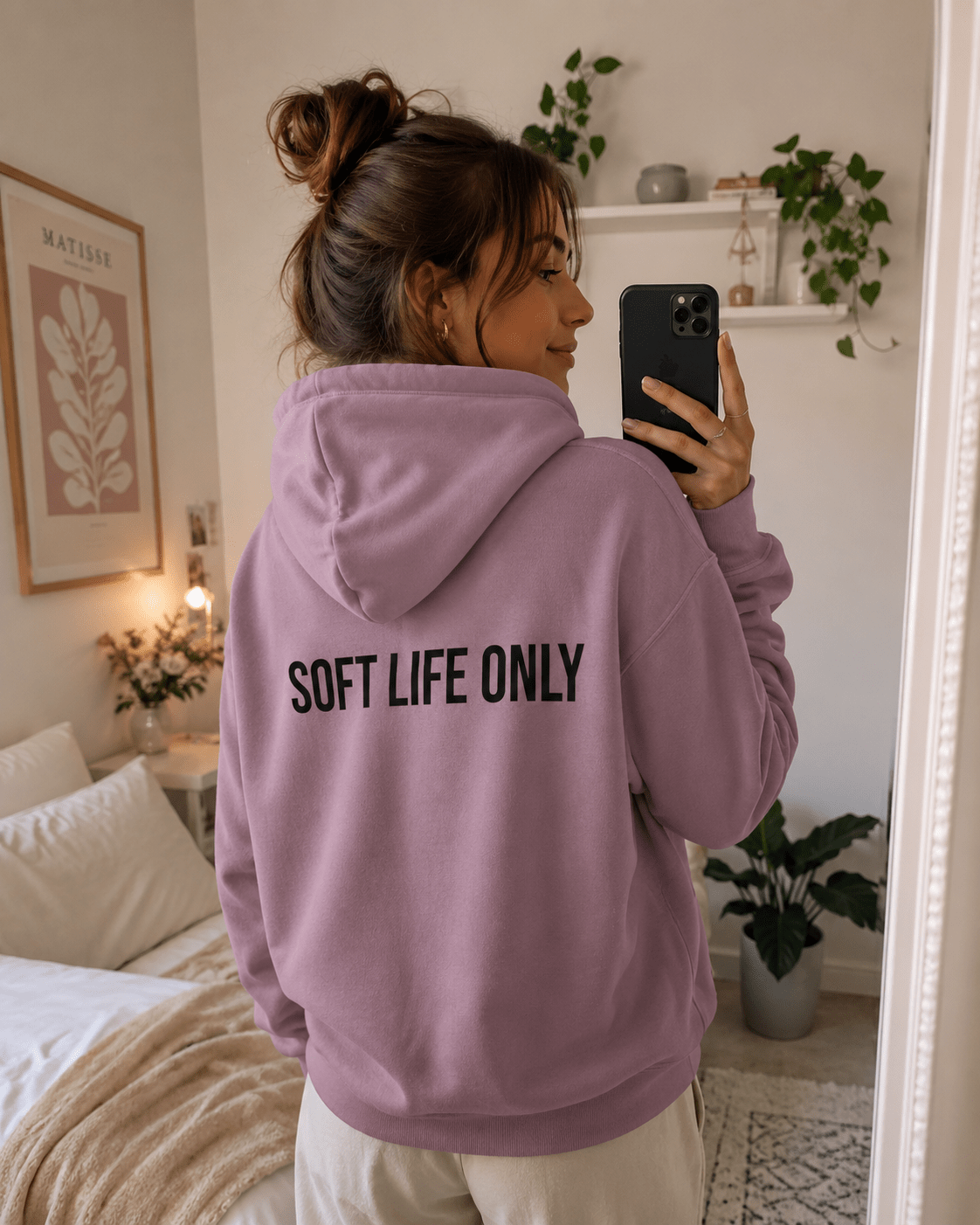Soft Life Only Hoodie | Minimalist Graphic Sweatshirt | Aesthetic Cozy Hoodie for Women & Men in S