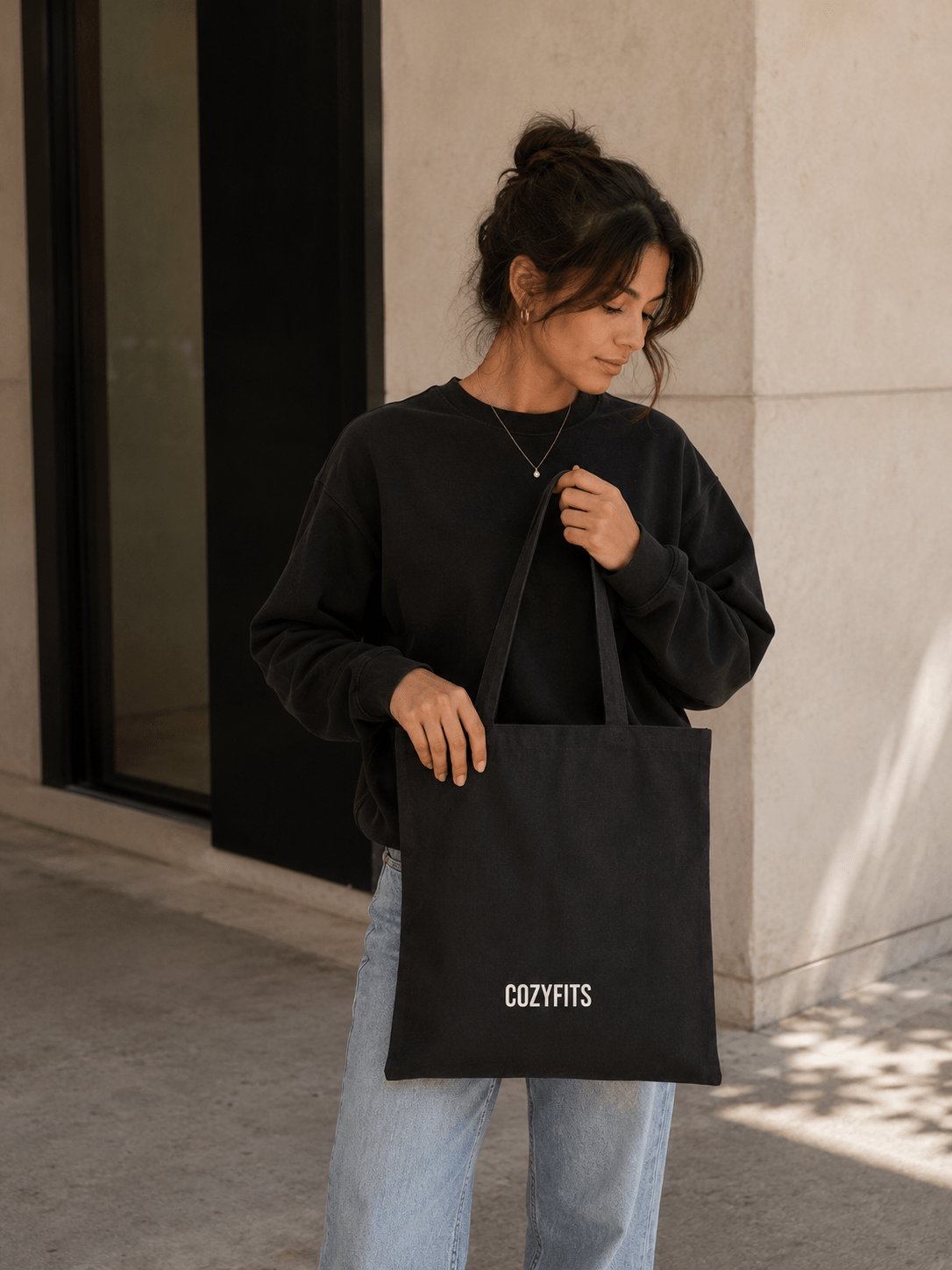 Soft Life Only Tote Bag | Soft Life Accessories | Aesthetic Black Canvas Tote for Women in Black