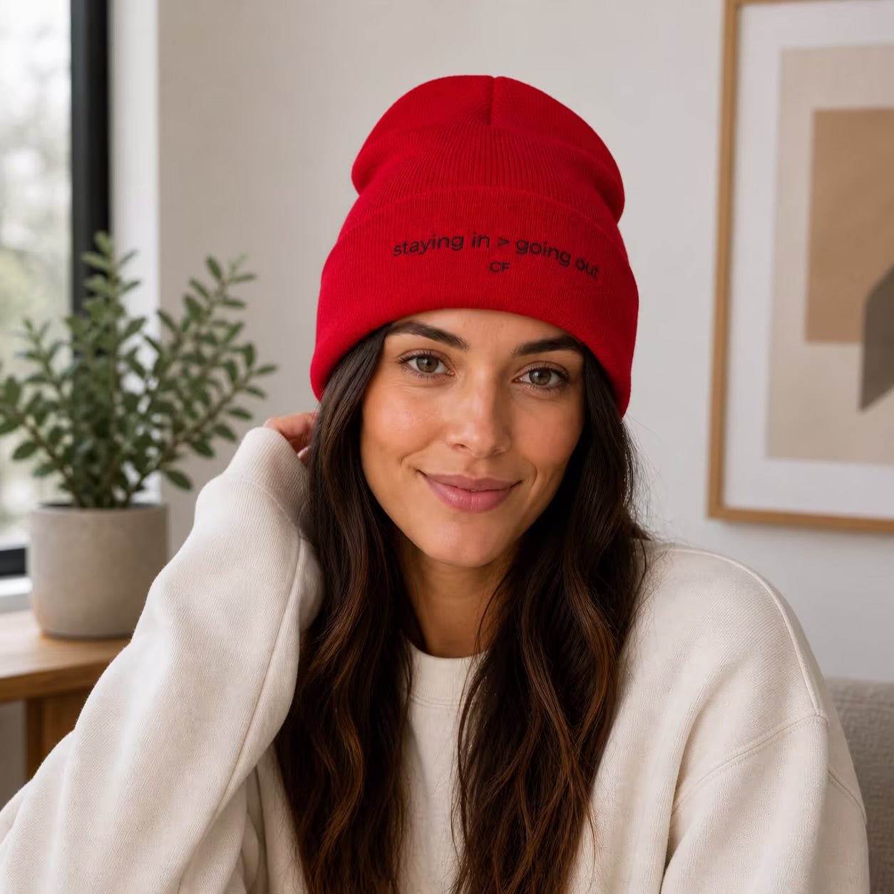 Staying In Going Out Beanie – Minimal Cuffed Beanie in One size