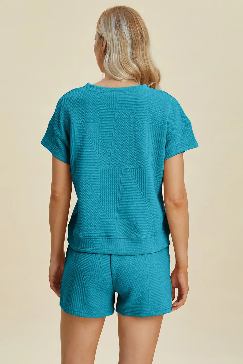 Textured Lounge Shorts Set in Cerulean