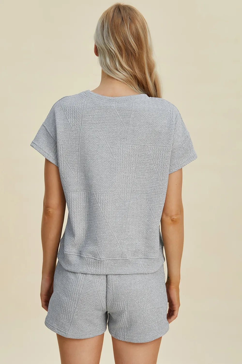Textured Lounge Shorts Set in Gray