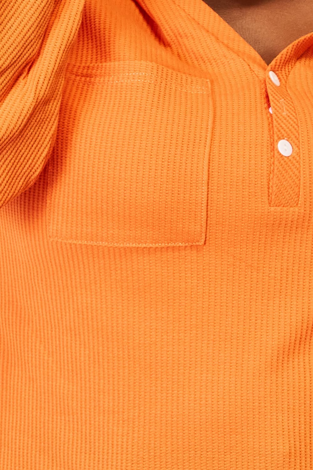 Waffle Knit Button Hoodie | CozyFits in Orange