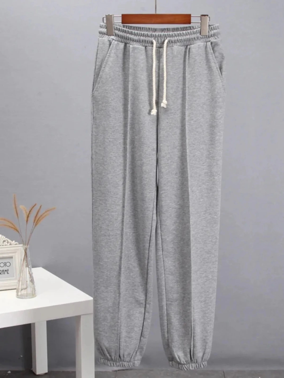 Women's Casual Drawstring Jogger Pants | Lightweight Pocketed Sweats | CozyFits in Gray