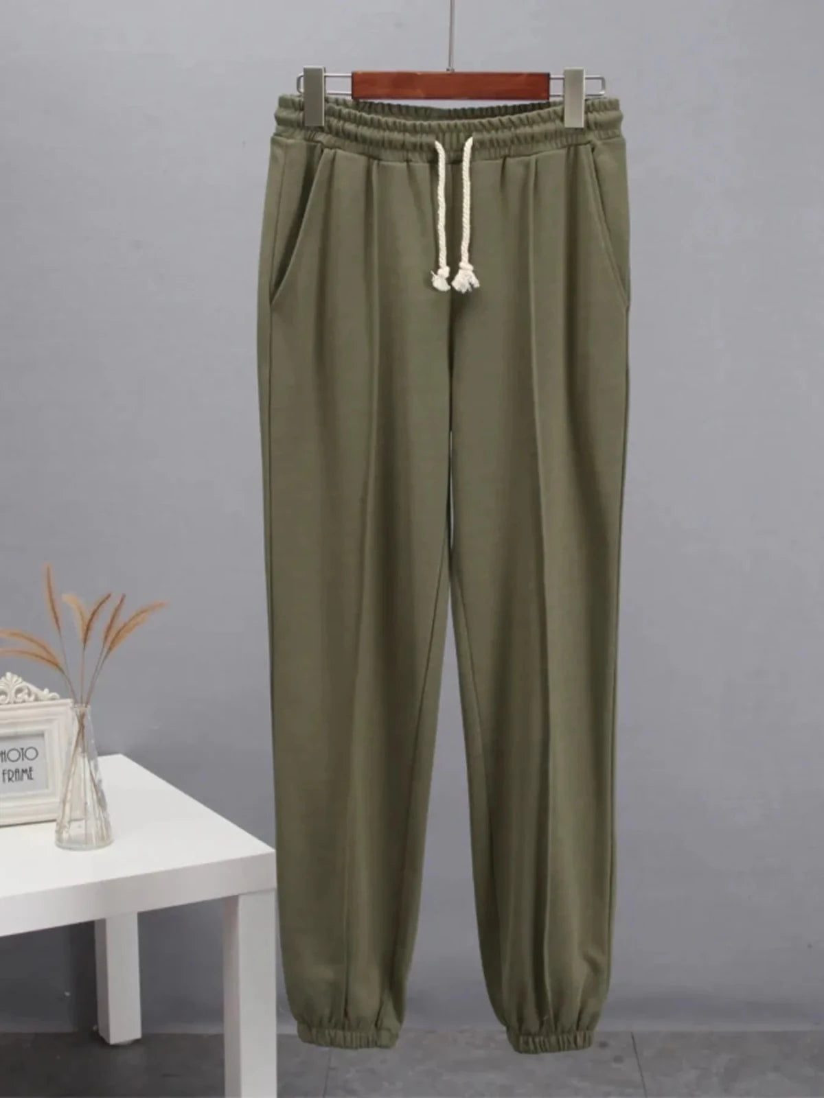 Women's Casual Drawstring Jogger Pants | Lightweight Pocketed Sweats | CozyFits in Green