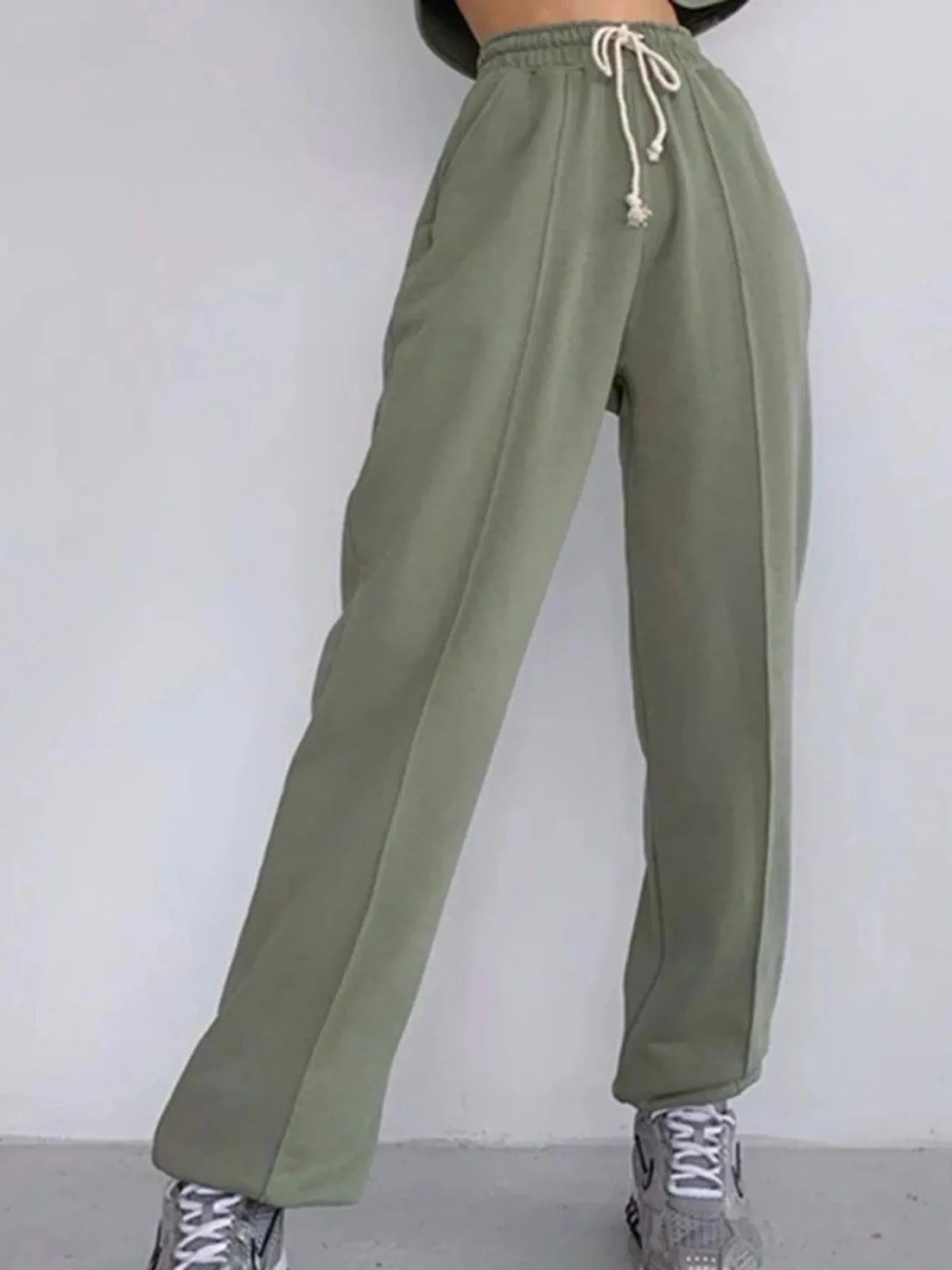 Women's Casual Drawstring Jogger Pants | Lightweight Pocketed Sweats | CozyFits in Green