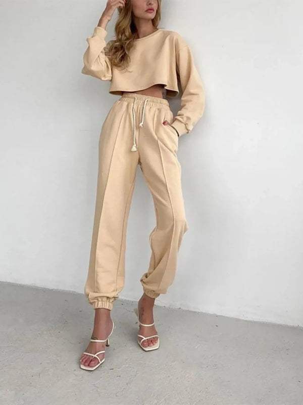 Women's Casual Drawstring Jogger Pants | Lightweight Pocketed Sweats | CozyFits in Khaki
