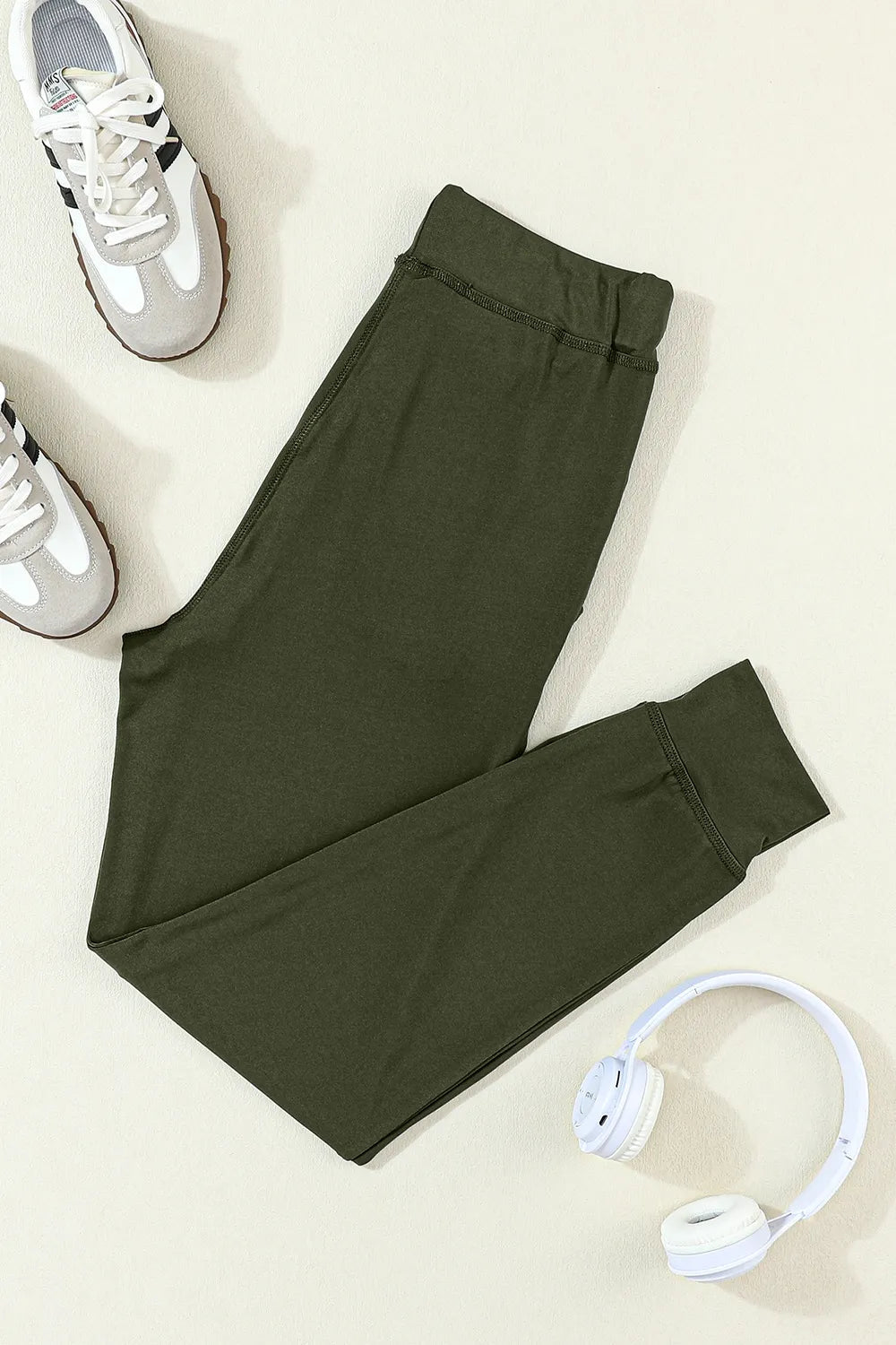 Women's Drawstring Joggers with Pockets | Stretchy Relaxed Fit Jogger | CozyFits in Army Green