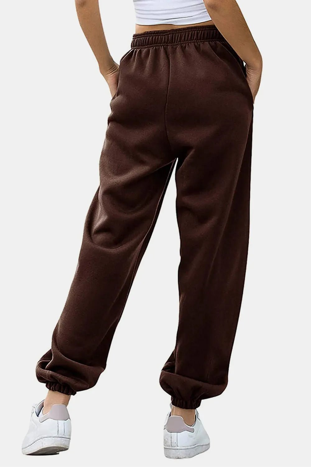 Women's Elastic Waist Joggers with Pockets | Soft Flowy Everyday Jogger | CozyFits in Chocolate