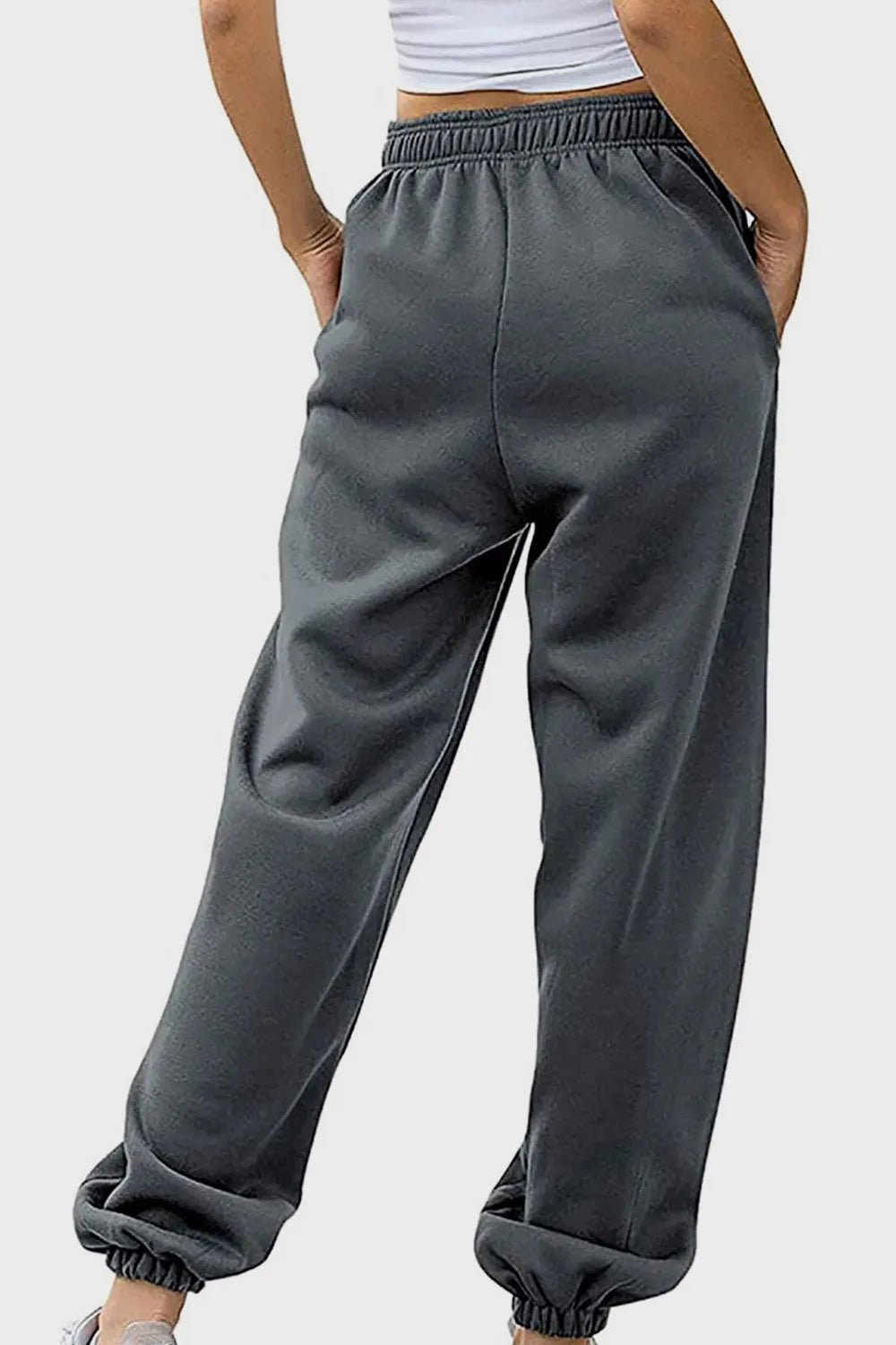 Women's Elastic Waist Joggers with Pockets | Soft Flowy Everyday Jogger | CozyFits in Dark Gray