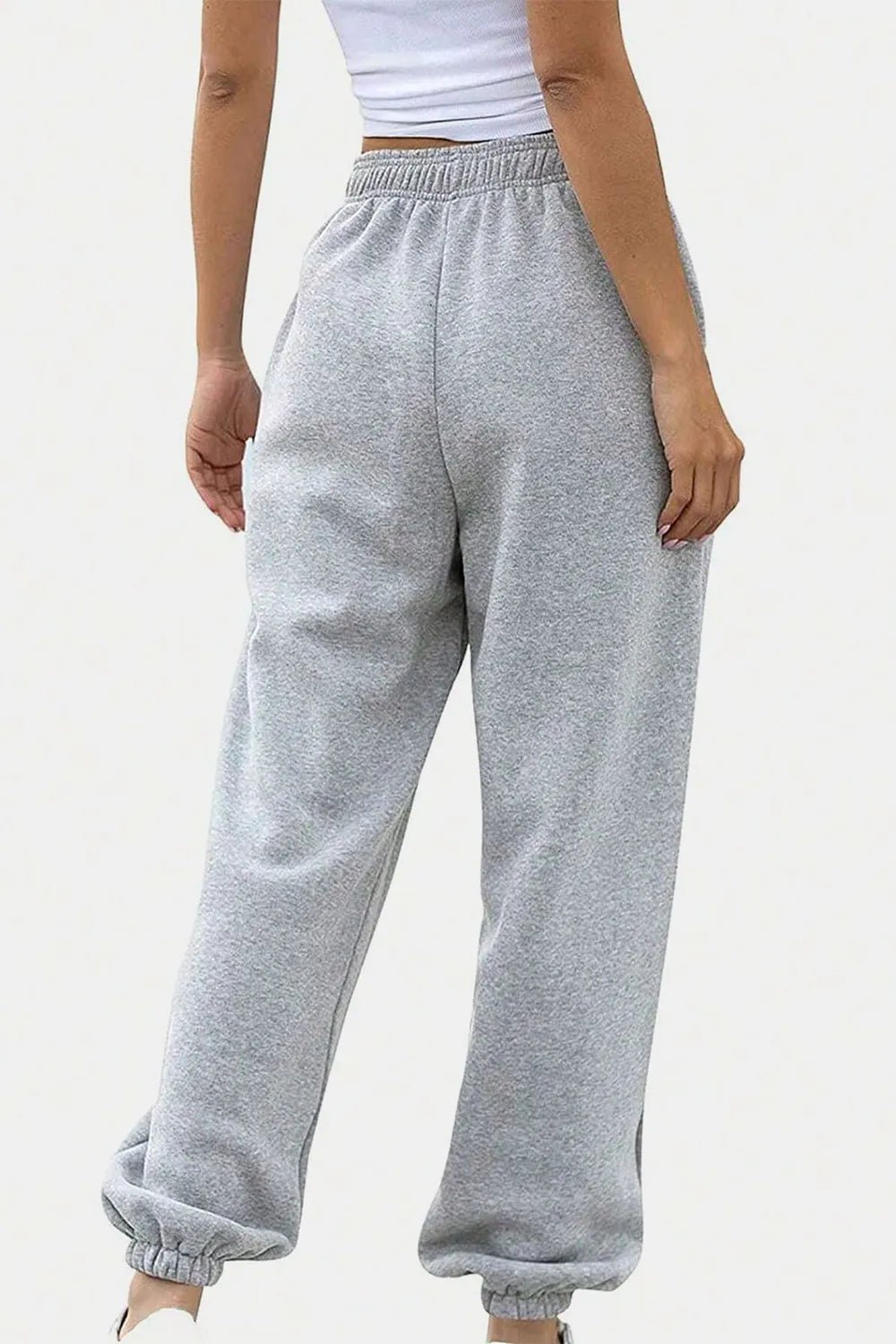 Women's Elastic Waist Joggers with Pockets | Soft Flowy Everyday Jogger | CozyFits in Light Gray