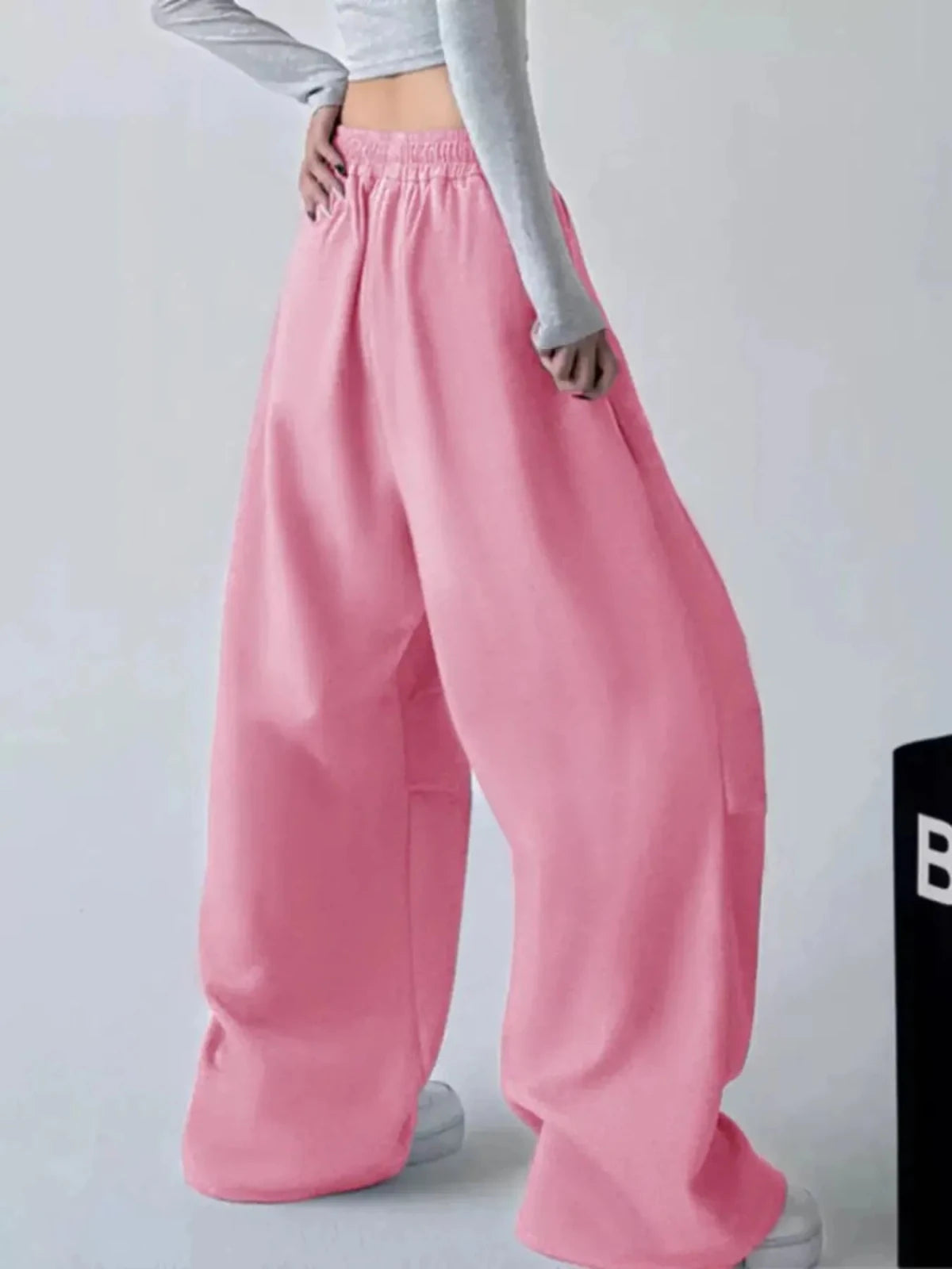 Women's Oversized Wide Leg Drawstring Pants | Flowy Relaxed Fit | CozyFits in Pink