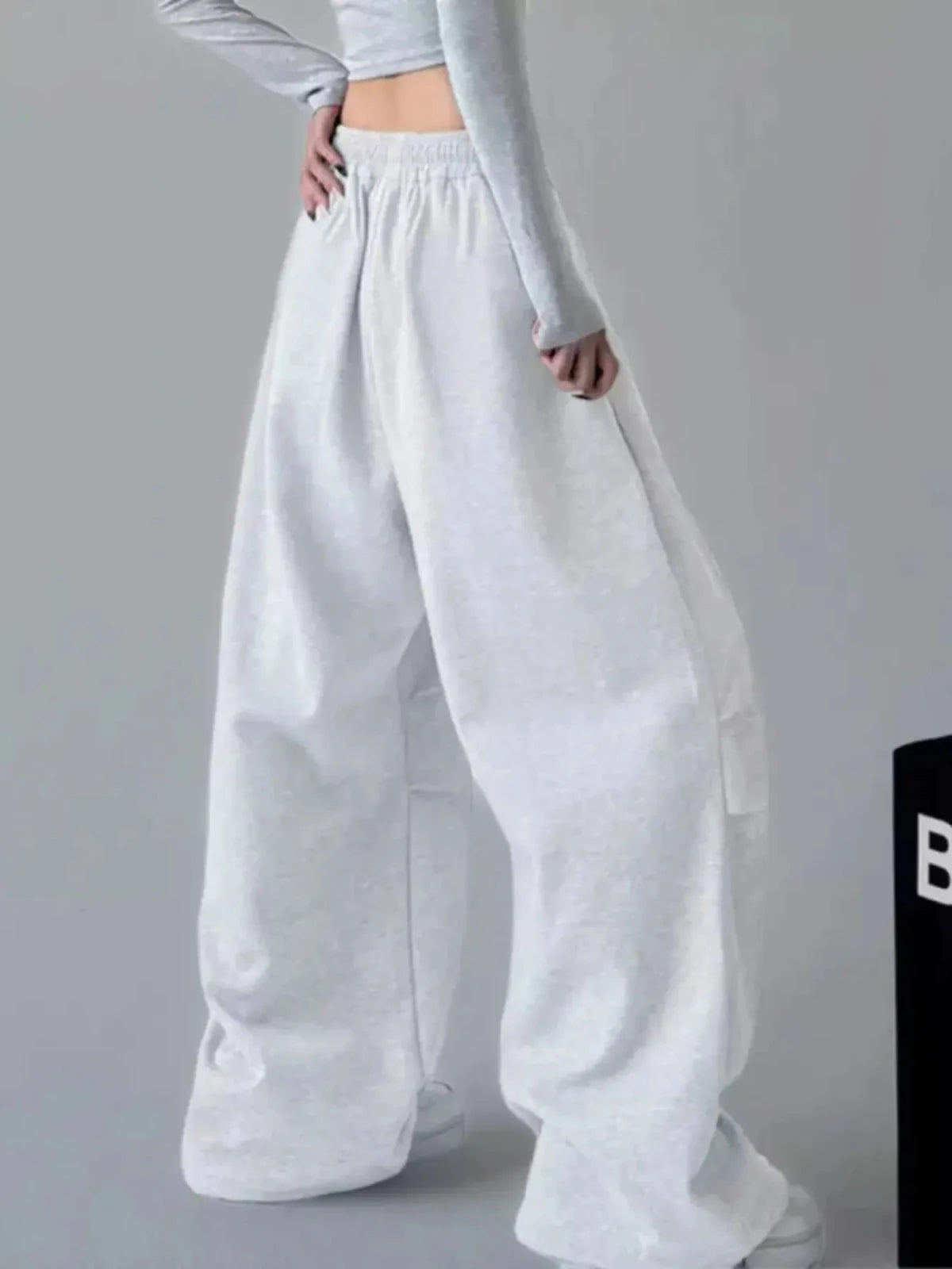 Women's Oversized Wide Leg Drawstring Pants | Flowy Relaxed Fit | CozyFits in White