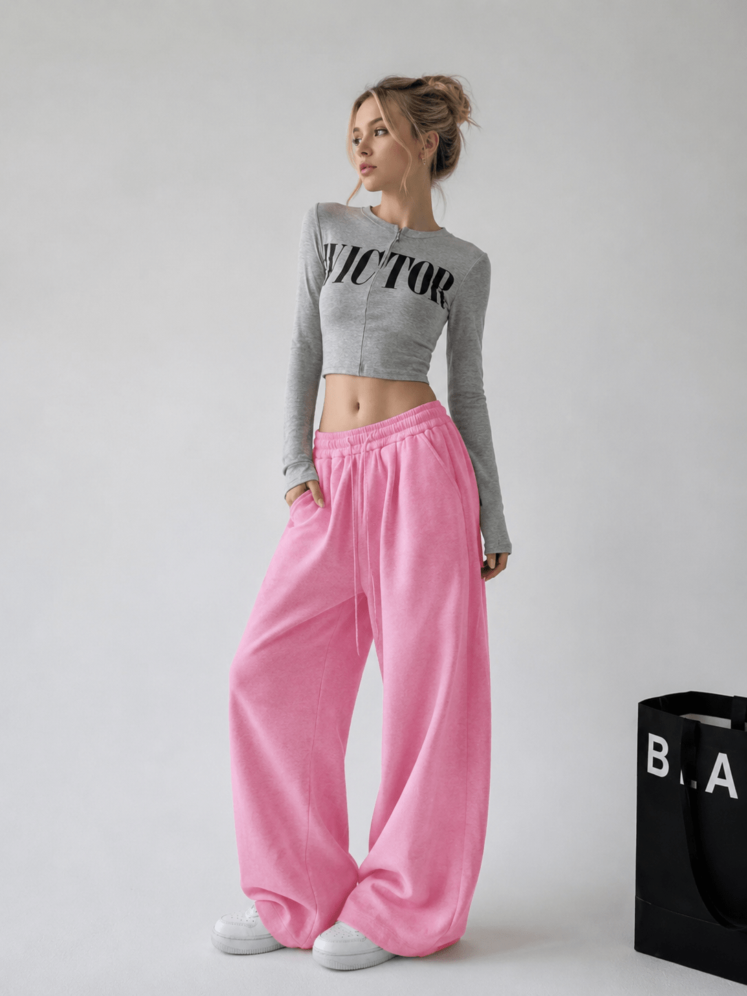 Women's Oversized Wide Leg Drawstring Pants | Flowy Relaxed Fit | CozyFits in White