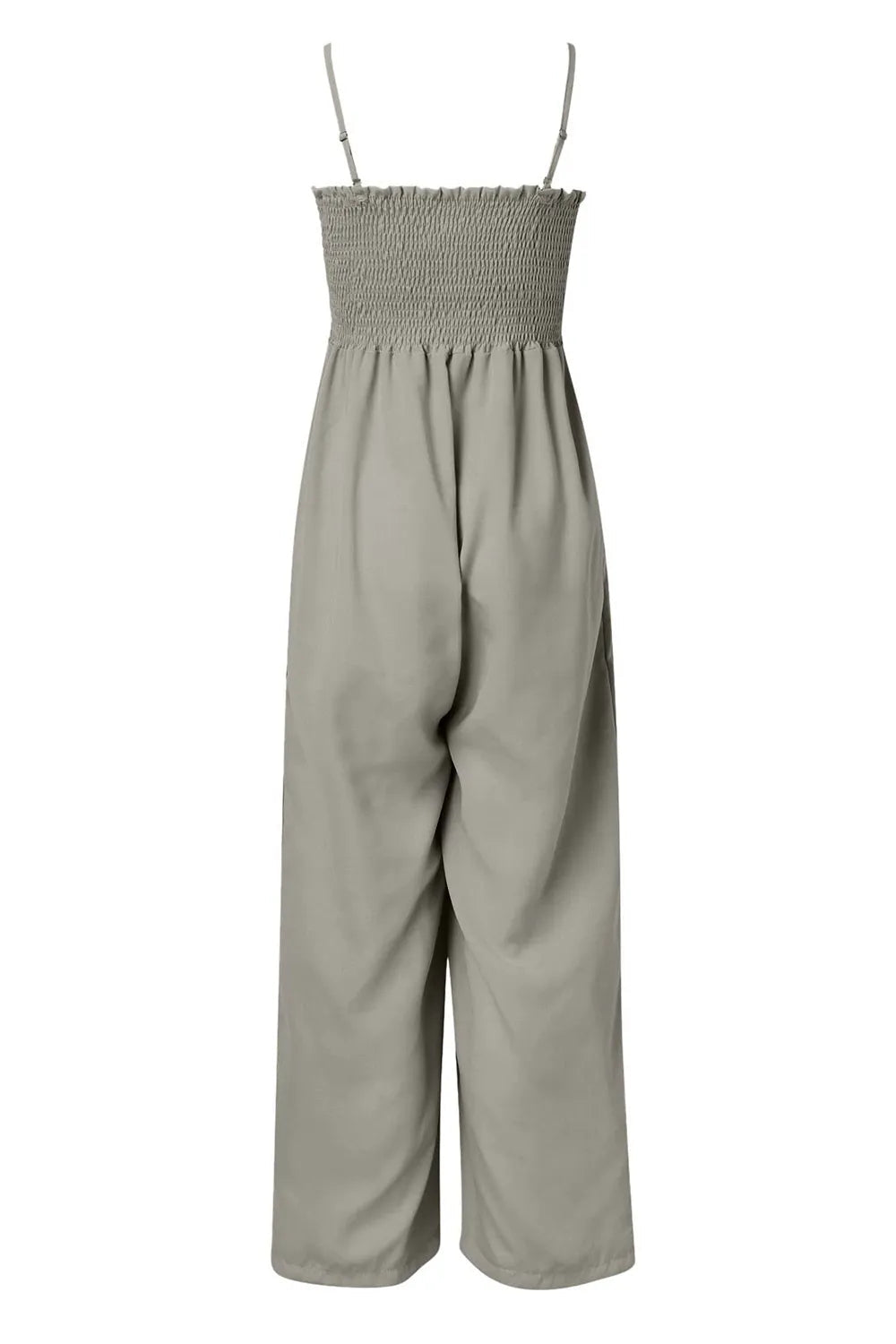 Women’s Smocked Spaghetti Strap Wide Leg Jumpsuit | CozyFits in Gray